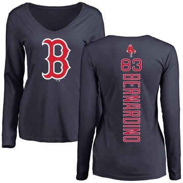 Women's Boston Red Sox Brennan Bernardino ＃83 Backer Slim Fit Long Sleeve T-Shirt - Navy