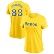 Women's Boston Red Sox Brennan Bernardino ＃83 City Connect Name & Number T-Shirt - Gold