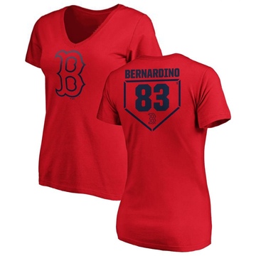 Women's Boston Red Sox Brennan Bernardino ＃83 RBI Slim Fit V-Neck T-Shirt - Red