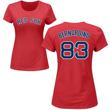 Women's Boston Red Sox Brennan Bernardino ＃83 Roster Name & Number T-Shirt - Red