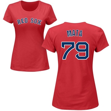 Women's Boston Red Sox Bryan Mata ＃79 Roster Name & Number T-Shirt - Red