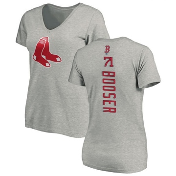 Women's Boston Red Sox Cam Booser ＃71 Backer Slim Fit T-Shirt Ash