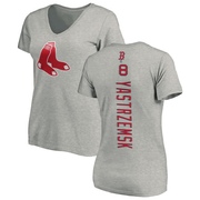 Women's Boston Red Sox Carl Yastrzemski ＃8 Backer Slim Fit T-Shirt Ash