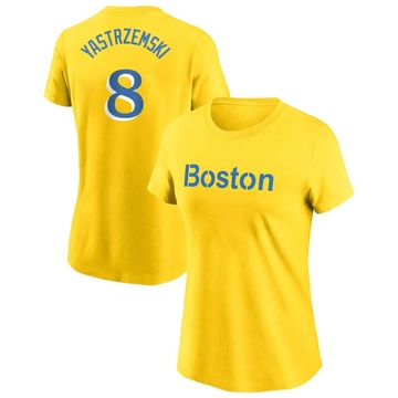 Women's Boston Red Sox Carl Yastrzemski ＃8 City Connect Name & Number T-Shirt - Gold