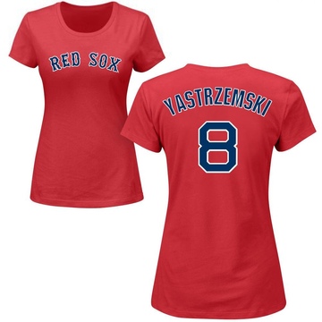 Women's Boston Red Sox Carl Yastrzemski ＃8 Roster Name & Number T-Shirt - Red