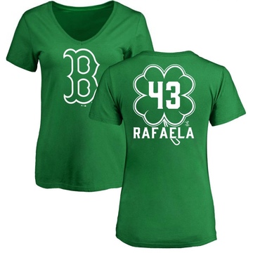 Women's Boston Red Sox Ceddanne Rafaela ＃43 Dubliner Name & Number V-Neck T-Shirt Kelly - Green