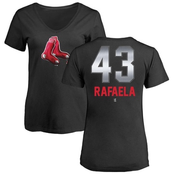 Women's Boston Red Sox Ceddanne Rafaela ＃43 Midnight Mascot V-Neck T-Shirt - Black