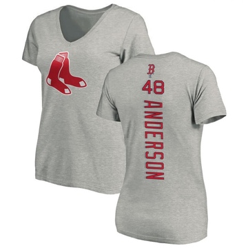 Women's Boston Red Sox Chase Anderson ＃48 Backer Slim Fit T-Shirt Ash