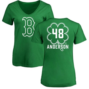 Women's Boston Red Sox Chase Anderson ＃48 Dubliner Name & Number V-Neck T-Shirt Kelly - Green