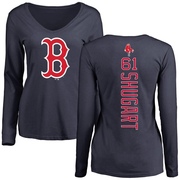 Women's Boston Red Sox Chase Shugart ＃61 Backer Slim Fit Long Sleeve T-Shirt - Navy