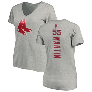 Women's Boston Red Sox Chris Martin ＃55 Backer Slim Fit T-Shirt Ash