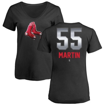 Women's Boston Red Sox Chris Martin ＃55 Midnight Mascot V-Neck T-Shirt - Black