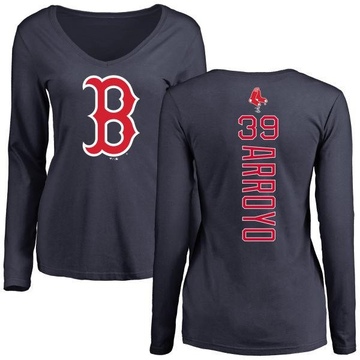 Women's Boston Red Sox Christian Arroyo ＃39 Backer Slim Fit Long Sleeve T-Shirt - Navy