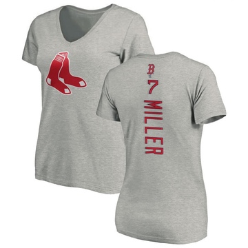 Women's Boston Red Sox Christopher Miller ＃7 Backer Slim Fit T-Shirt Ash