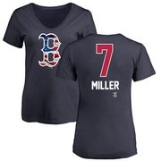 Women's Boston Red Sox Christopher Miller ＃7 Name and Number Banner Wave V-Neck T-Shirt - Navy