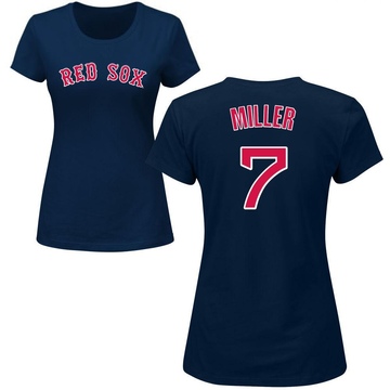 Women's Boston Red Sox Christopher Miller ＃7 Roster Name & Number T-Shirt - Navy