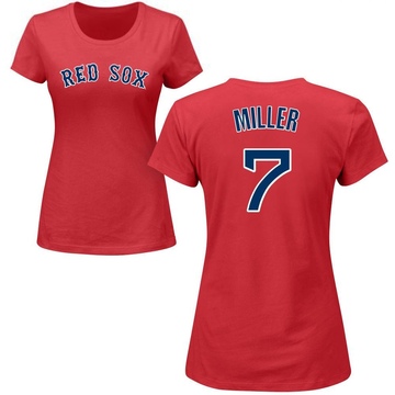 Women's Boston Red Sox Christopher Miller ＃7 Roster Name & Number T-Shirt - Red