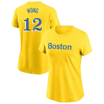 Women's Boston Red Sox Connor Wong ＃12 City Connect Name & Number T-Shirt - Gold