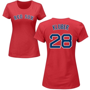 Women's Boston Red Sox Corey Kluber ＃28 Roster Name & Number T-Shirt - Red