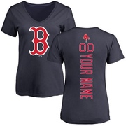 Women's Boston Red Sox Custom ＃00 Backer Slim Fit T-Shirt - Navy