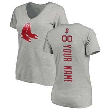 Women's Boston Red Sox Custom ＃00 Backer Slim Fit T-Shirt Ash