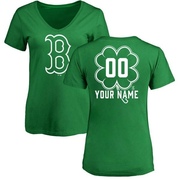 Women's Boston Red Sox Custom ＃00 Dubliner Name & Number V-Neck T-Shirt Kelly - Green