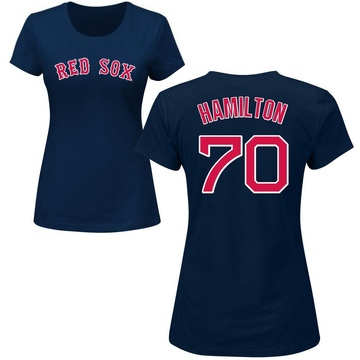 Women's Boston Red Sox David Hamilton ＃70 Roster Name & Number T-Shirt - Navy