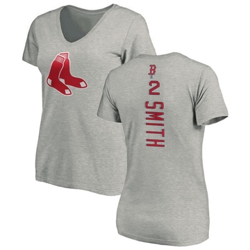 Women's Boston Red Sox Dominic Smith ＃2 Backer Slim Fit T-Shirt Ash