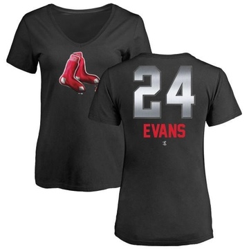 Women's Boston Red Sox Dwight Evans ＃24 Midnight Mascot V-Neck T-Shirt - Black