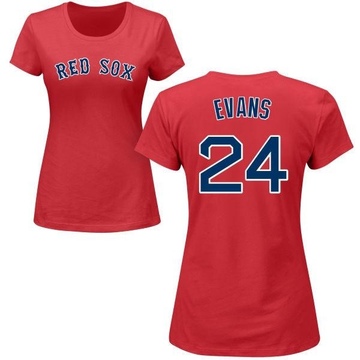 Women's Boston Red Sox Dwight Evans ＃24 Roster Name & Number T-Shirt - Red