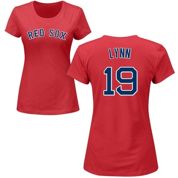 Women's Boston Red Sox Fred Lynn ＃19 Roster Name & Number T-Shirt - Red