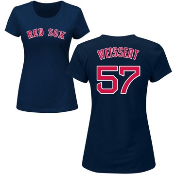 Women's Boston Red Sox Greg Weissert ＃57 Roster Name & Number T-Shirt - Navy