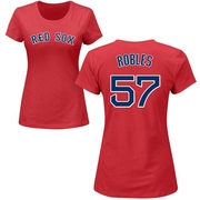 Women's Boston Red Sox Hansel Robles ＃57 Roster Name & Number T-Shirt - Red