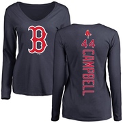 Women's Boston Red Sox Isaiah Campbell ＃44 Backer Slim Fit Long Sleeve T-Shirt - Navy