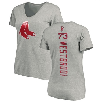 Women's Boston Red Sox Jamie Westbrook ＃73 Backer Slim Fit T-Shirt Ash