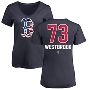 Women's Boston Red Sox Jamie Westbrook ＃73 Name and Number Banner Wave V-Neck T-Shirt - Navy