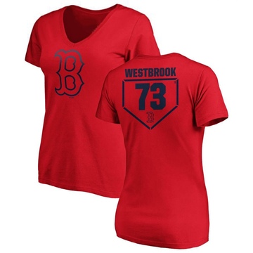 Women's Boston Red Sox Jamie Westbrook ＃73 RBI Slim Fit V-Neck T-Shirt - Red