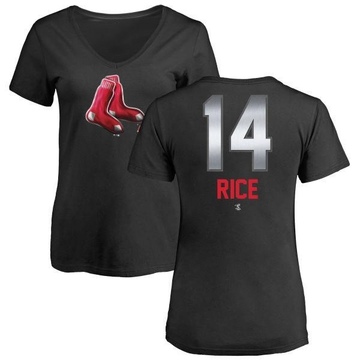 Women's Boston Red Sox Jim Rice ＃14 Midnight Mascot V-Neck T-Shirt - Black