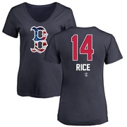 Women's Boston Red Sox Jim Rice ＃14 Name and Number Banner Wave V-Neck T-Shirt - Navy