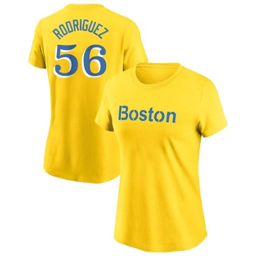 Women's Boston Red Sox Joely Rodriguez ＃56 City Connect Name & Number T-Shirt - Gold