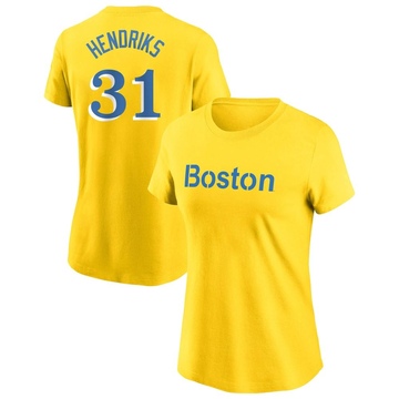 Women's Boston Red Sox Liam Hendriks ＃31 City Connect Name & Number T-Shirt - Gold