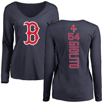 Women's Boston Red Sox Lucas Giolito ＃54 Backer Slim Fit Long Sleeve T-Shirt - Navy