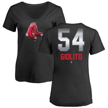 Women's Boston Red Sox Lucas Giolito ＃54 Midnight Mascot V-Neck T-Shirt - Black