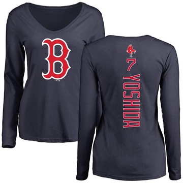 Women's Boston Red Sox Masataka Yoshida ＃7 Backer Slim Fit Long Sleeve T-Shirt - Navy