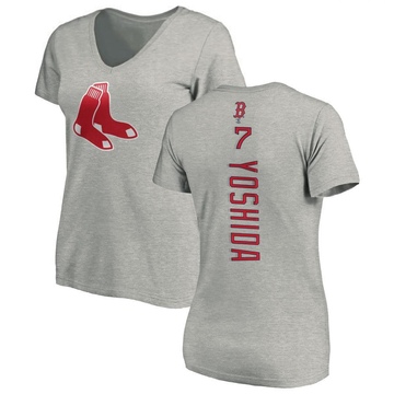 Women's Boston Red Sox Masataka Yoshida ＃7 Backer Slim Fit T-Shirt Ash