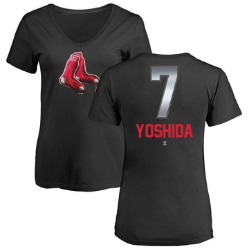 Women's Boston Red Sox Masataka Yoshida ＃7 Midnight Mascot V-Neck T-Shirt - Black