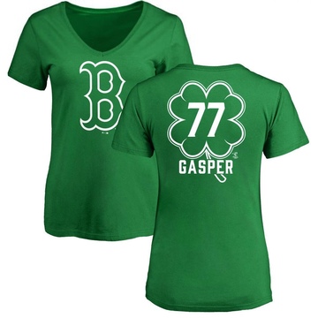 Women's Boston Red Sox Mickey Gasper ＃77 Dubliner Name & Number V-Neck T-Shirt Kelly - Green