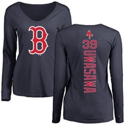 Women's Boston Red Sox Naoyuki Uwasawa ＃39 Backer Slim Fit Long Sleeve T-Shirt - Navy