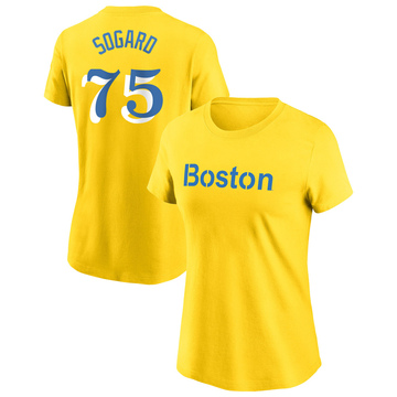 Women's Boston Red Sox Nick Sogard ＃75 City Connect Name & Number T-Shirt - Gold