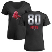 Women's Boston Red Sox Richard Fitts ＃80 Midnight Mascot V-Neck T-Shirt - Black